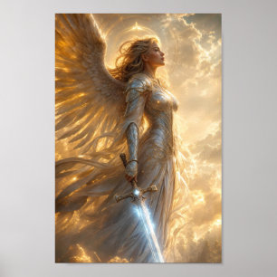 Guerrière Ange Radieuse dans un Affiche de Lumière