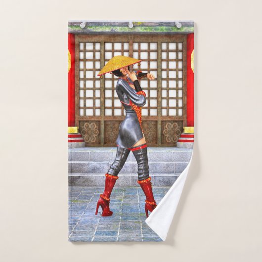 Guerrière asiatique Fantasy Illustration de Samour (Serviette à main)