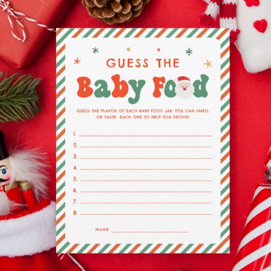 Guess Baby Food Christmas Baby shower Carte de jeu