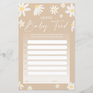 Guess Baby Food Game - Carte Baby shower marguerit