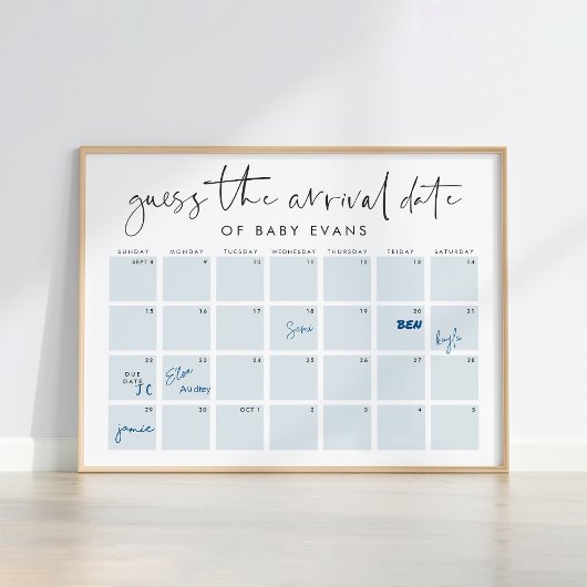 Guess Baby's Arrival Date Baby shower Poster du je