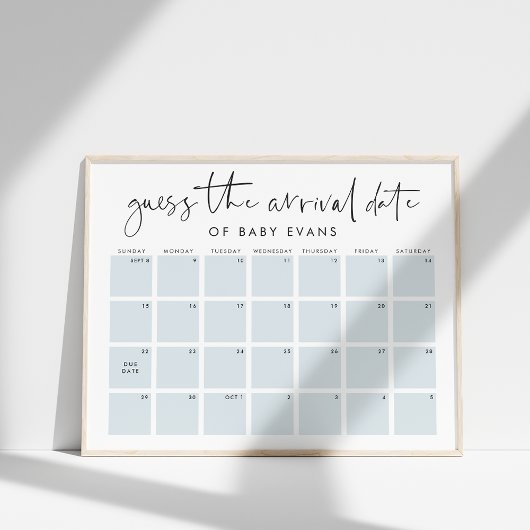 Guess Baby's Arrival Date Baby shower Poster du je