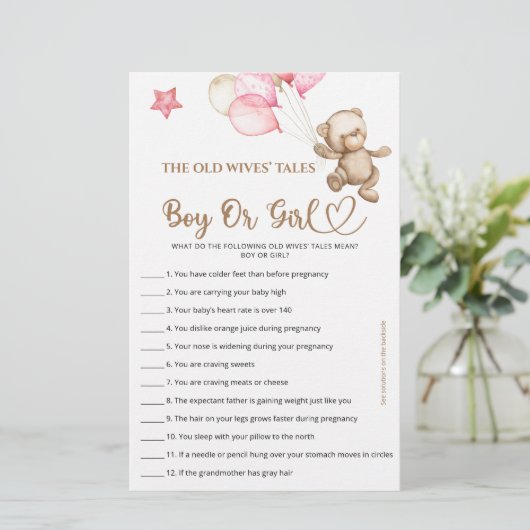 Guess Boy Of Girl Tales Teddybeer baby shower (Staand voorkant)