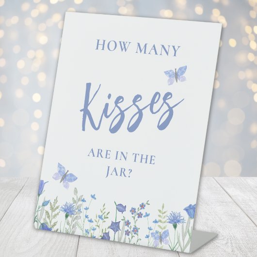 Guess How Many Kisses Bridal Shower Reclamebord Met Voetstuk