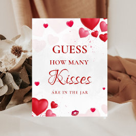 Guess how many Kisses valentine Bridal Shower Sign Reclamebord Met Voetstuk