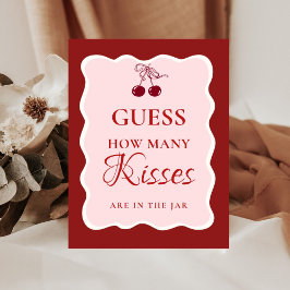 Guess how many Kisses valentine Bridal Shower Sign Reclamebord Met Voetstuk
