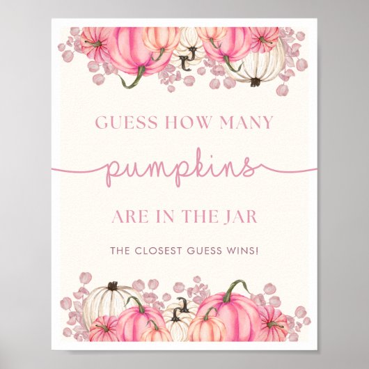 Guess How Many Pumpkins Are In The Jar Sign Poster (Voorkant)