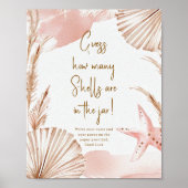 Guess how many shells baby shower game poster (Voorkant)