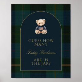 Guess How Many Teddy Bears Baby Shower Game Sign Poster