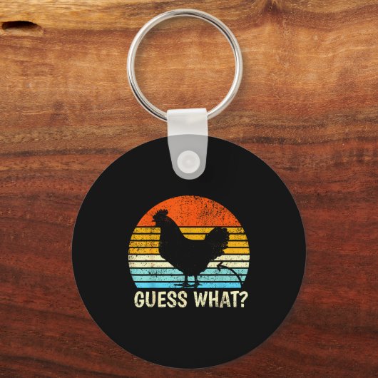 Guess What_ Chicken Butt! Farm Joke Funny Chickens Sleutelhanger (Voorkant)