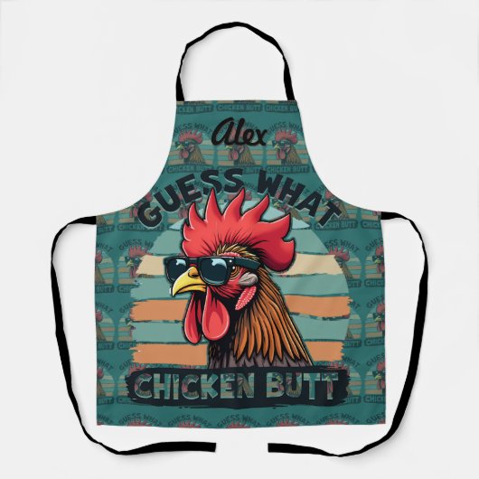 Guess What Chicken Butt Funny Retro Rooster Schort (Voorkant)