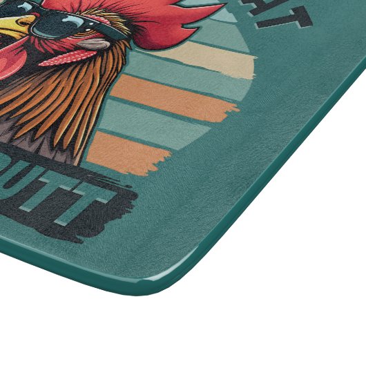 Guess What Chicken Butt Funny Retro Rooster Snijplank (Hoek)