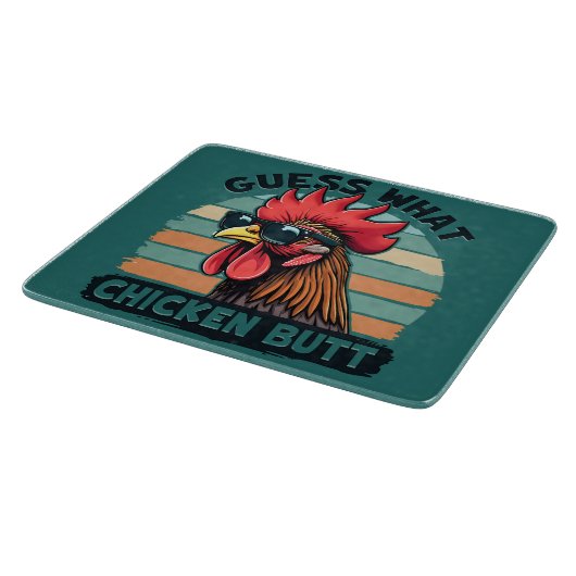 Guess What Chicken Butt Funny Retro Rooster Snijplank (Hoek)