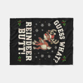 Guess What Reindeer Butt Funny Christmas  Fleece Deken (Voorkant (Horizontaal))