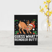 Guess What Reindeer Butt Funny Christmas Men Reind Kaart (Gele Bloem)