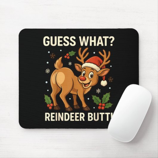 Guess What Reindeer Butt Funny Christmas Men Reind Muismat (Met muis)
