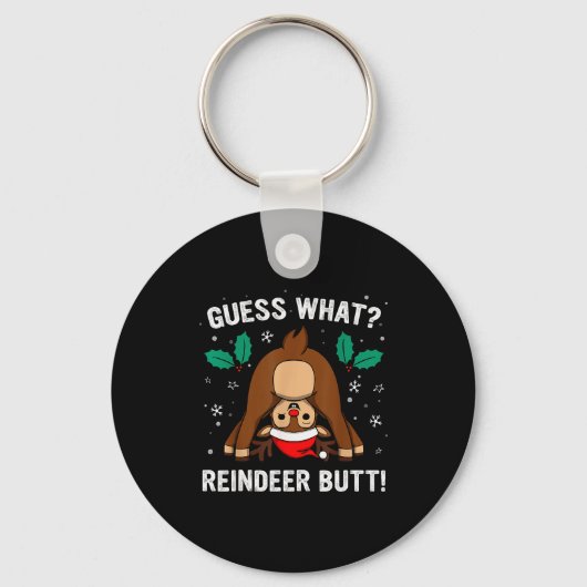 Guess What Reindeer Butt Mens & Boys Funny Ugl Sleutelhanger (Voorkant)