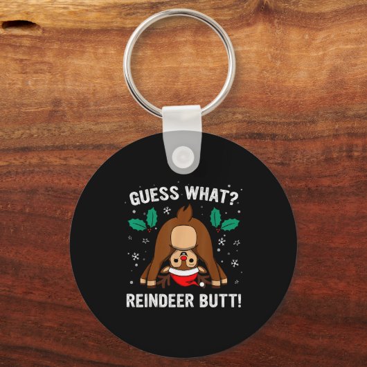 Guess What Reindeer Butt Mens & Boys Funny Ugl Sleutelhanger (Voorkant)
