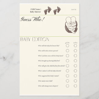 Guess Who - Baby Edition Game Kaart | Twin Baby Sh