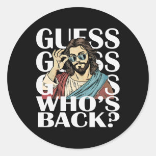 Guess Whos Byck Jesus Easter T-shirt Religious Cat Ronde Sticker