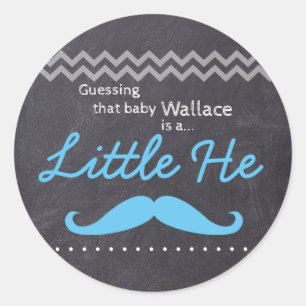 "Guessing Baby Boy" - "Little He" Geslacht onthull Ronde Sticker