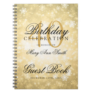 Guest Book 40th Birthday Gold Winter Wonderland Notitieboek