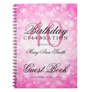 Guest Book 40th Birthday Pink Winter Wonderland Notitieboek