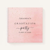 Guest book afstuderen blush roze goudnaam notitieboek (Voorkant)