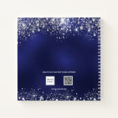 Guest book afstuderen navy blue zilver glitter notitieboek (Achterkant)