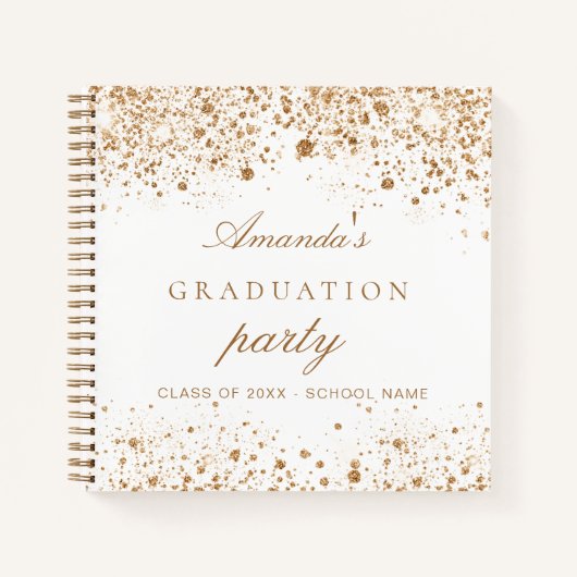 Guest book afstuderen white gold glitter 2023 notitieboek (Voorkant)