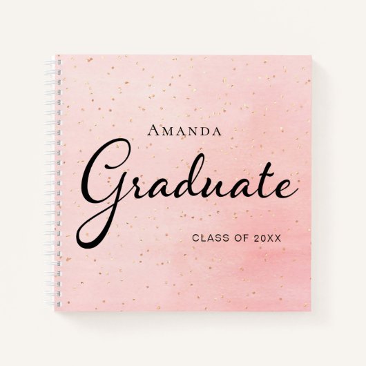 Guest book afstuderen zwart roze goud notitieboek (Voorkant)