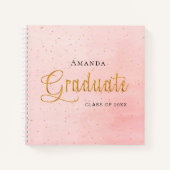 Guest book afstuderen zwart roze goudscript notitieboek (Voorkant)