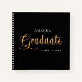 Guest book afstuderen zwarte goudnaam elegant notitieboek (Voorkant)