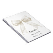Guest book Baby Shower bow ivory white pearls Notitieboek (Rechterzijde)