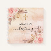 Guest book christening pampas grasmus blush girl notitieboek (Voorkant)