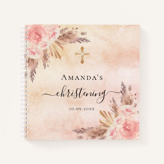 Guest book christening pampas grasmus blush girl notitieboek (Voorkant)