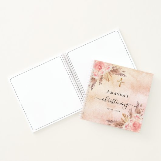 Guest book christening pampas grasmus blush girl notitieboek (Binnen)