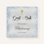 Guest book christening Silver Blue Notitieboek (Voorkant)