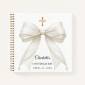 Guest book Confirmation bow ivory white pearls Notitieboek (Voorkant)