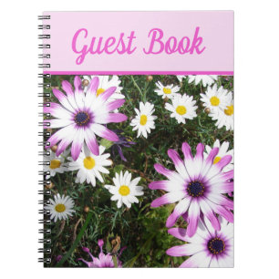 Guest Book Daisy Beauful Pink floral Flower Notitieboek