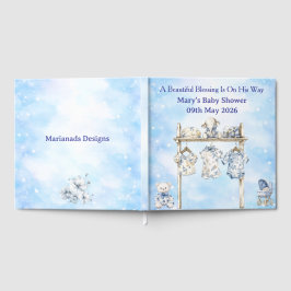 Guest Book-Editable Blue Chinoiserie Baby Shower  Gastenboek