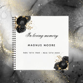 Guest book memorial black white script notitieboek
