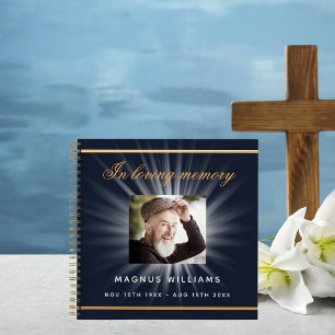 Guest book memorial blauwe goudfoto notitieboek