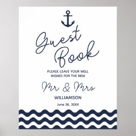 Guest book nautical bruiloft ankerbord poster