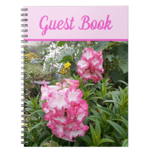 Guest Book Penstemon Beauful Pink floral Flower Notitieboek