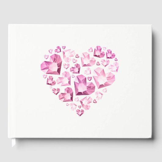 Guest Book-Pink Jeweled Heart Gastenboek (Voorkant)