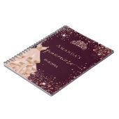 Guest book Quinceanera burgundy roos goudtiara Notitieboek (Linkerzijde)
