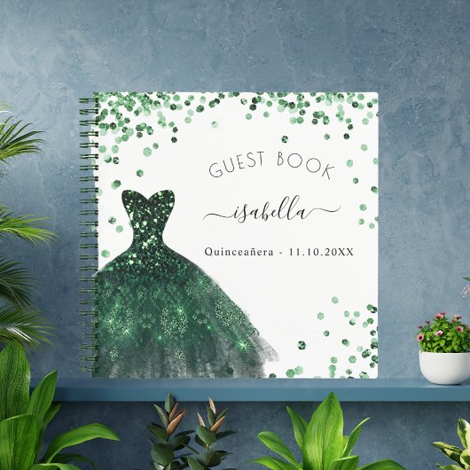 Guest book Quinceanera emerald green jurk Notitieboek