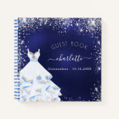 Guest book Quinceanera navy blue glitter Notitieboek (Voorkant)