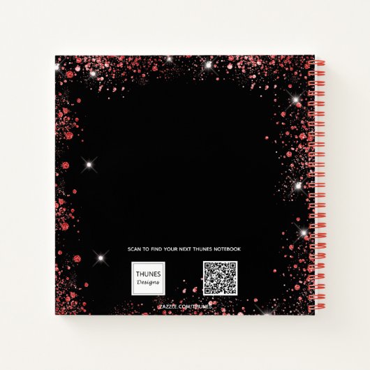 Guest book Quinceanera red zwarte jurk glitter Notitieboek (Achterkant)